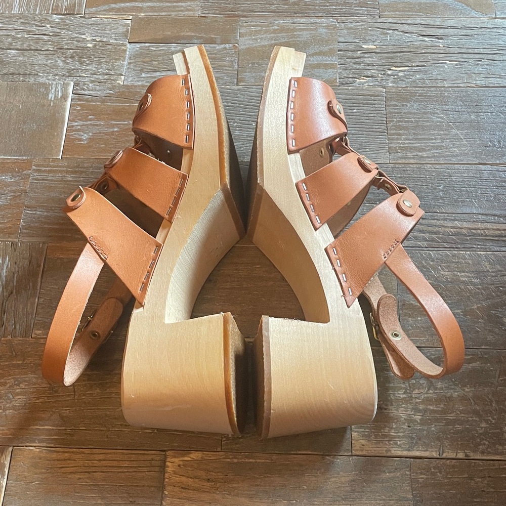 Swedish Hasbeens Brassy High Vachetta Leather Sandals🖤 - Picture 10 of 14